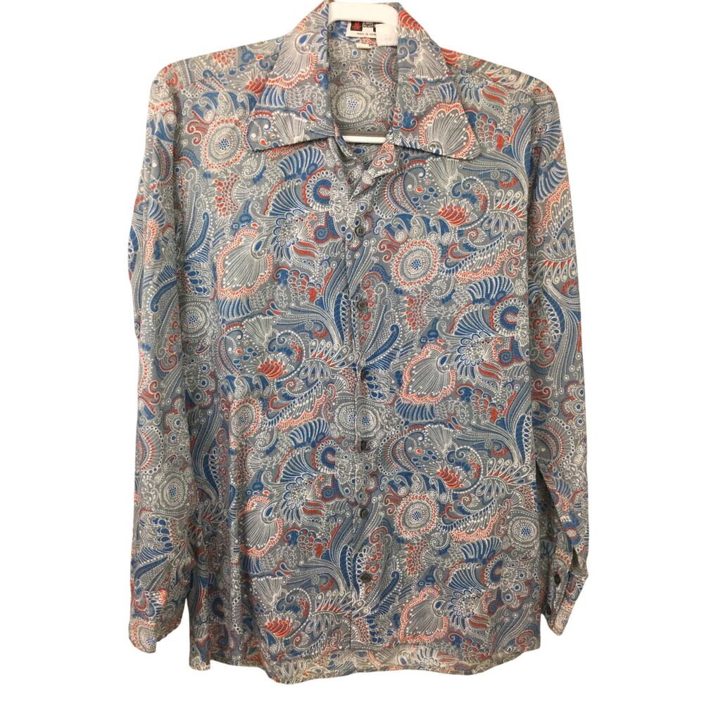 Chess King Paisley Men's M Retro 70s 80s Disco Psychedelic VTG Button Down
